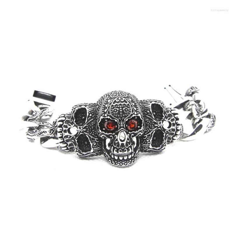 

Charm Bracelets 316L Stainless Steel Fashion Jewelry Red Black Eyes Demon Skl Cool Men Bracelet Drop Delivery Dhs2D
