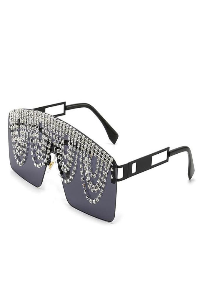 

Sunglasses Luxury Oversized Rhinestone Women Diamond Tassel Ladies OnePiece Sun Glasses Big Frame Brand Designer Retro Eyewear4046780