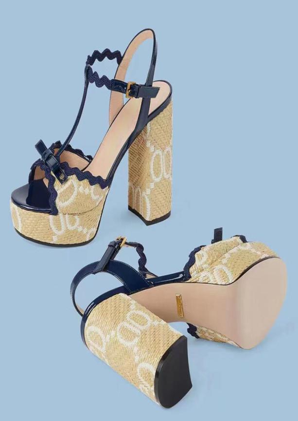 

Lafite weaving sandals Embroidery Embellished Ankle strap platform Pumps chunky high Heels sandal12CM high Heeled women sandal Lux8637212, Red