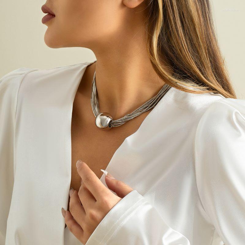 

Choker Short Necklaces Fashion Jewelry Exaggerated Punk Style Multi-layer Chain Necklace Niche Geometric Balls Personality Neckla
