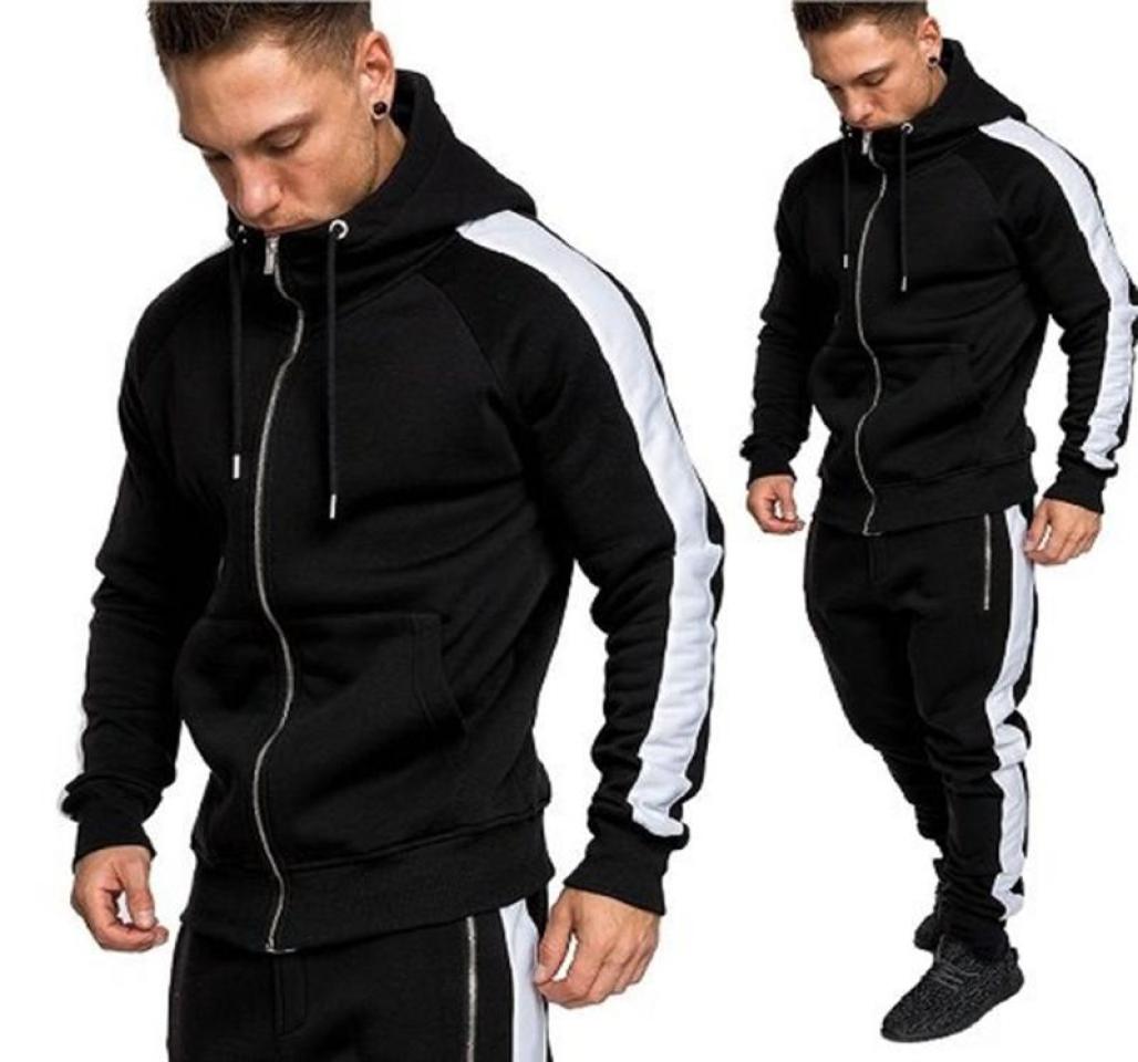 

Men039s Tracksuits 2021 Brand Street Casual Men Hoodie Sets Outwear Zipper Sportwear Male Sweatshirts Cardigan Set Clothing 3XL9196757, Black