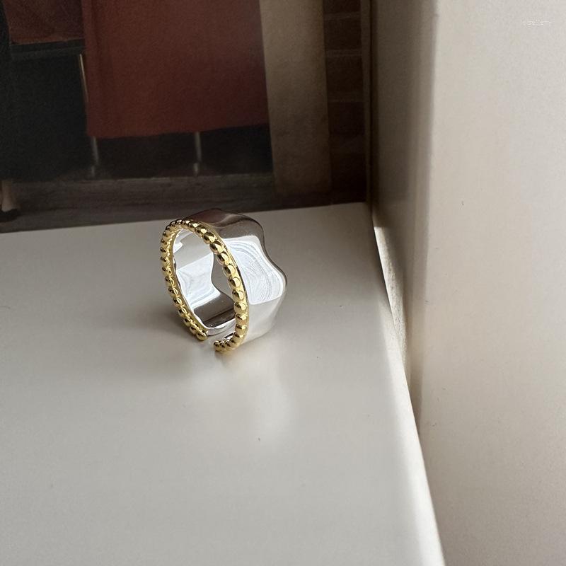 

Cluster Rings S925 Sterling Silver Korean Version Niche Design Sense Wave Texture Contrast Ring Japan Style INS Vintage Wholesale