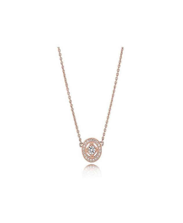 

Rose Gold 18K Vintage Pendant Necklace ZC Zircon Women with Pandora Style Earrings Original Gift Box3781106