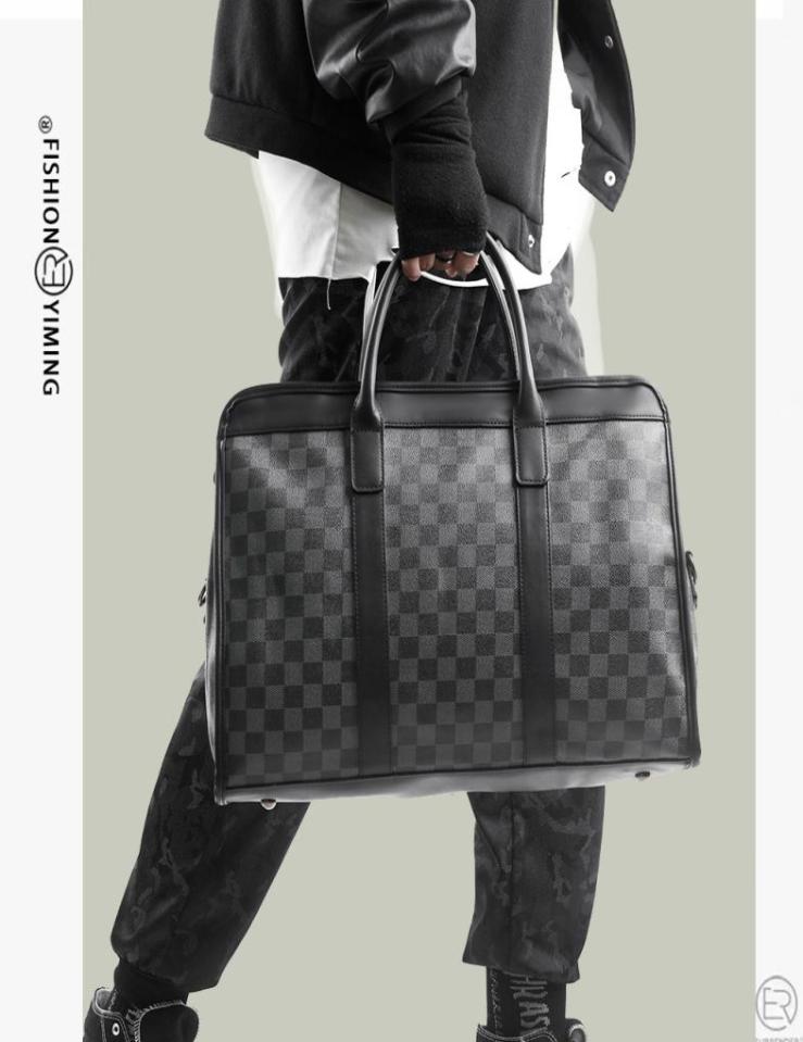 

Handbag Men039s Travel Bag Large Capacity Lattice Tide Brand Backpack Luggage Single Shoulder Business6372839