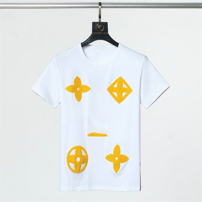 

Men's T-shirt men's designer tide high-end cotton printed geometric pattern short sleeve fried street hip-hop shirt size M-XXXL B24