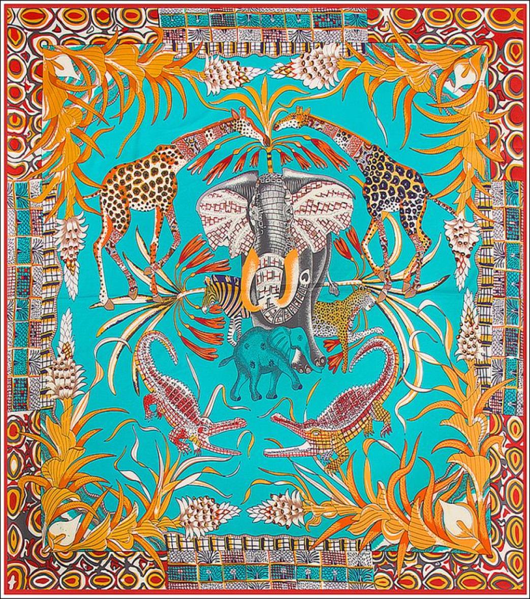 

Silk Neck Scarf Wrap Women Elephant Giraffe Poncho Foulard Femme Ladies Joker Large Silk Scarfs Versatile Accessory 130cm3652722