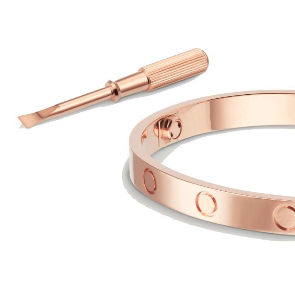

Fashion Love Bracelets Screw bangles Designer Jewelry luxury jewellery Womans wedding Bangle Rose Gold platinum carti bracelet for8580112