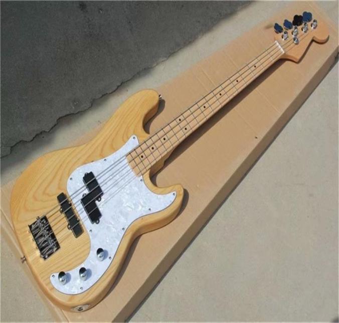 

4 Strings Ash Original Body Electric Bass Guitar with Chrome Tuners and BridgeWhite Pearl PickguardCan be customized8864480