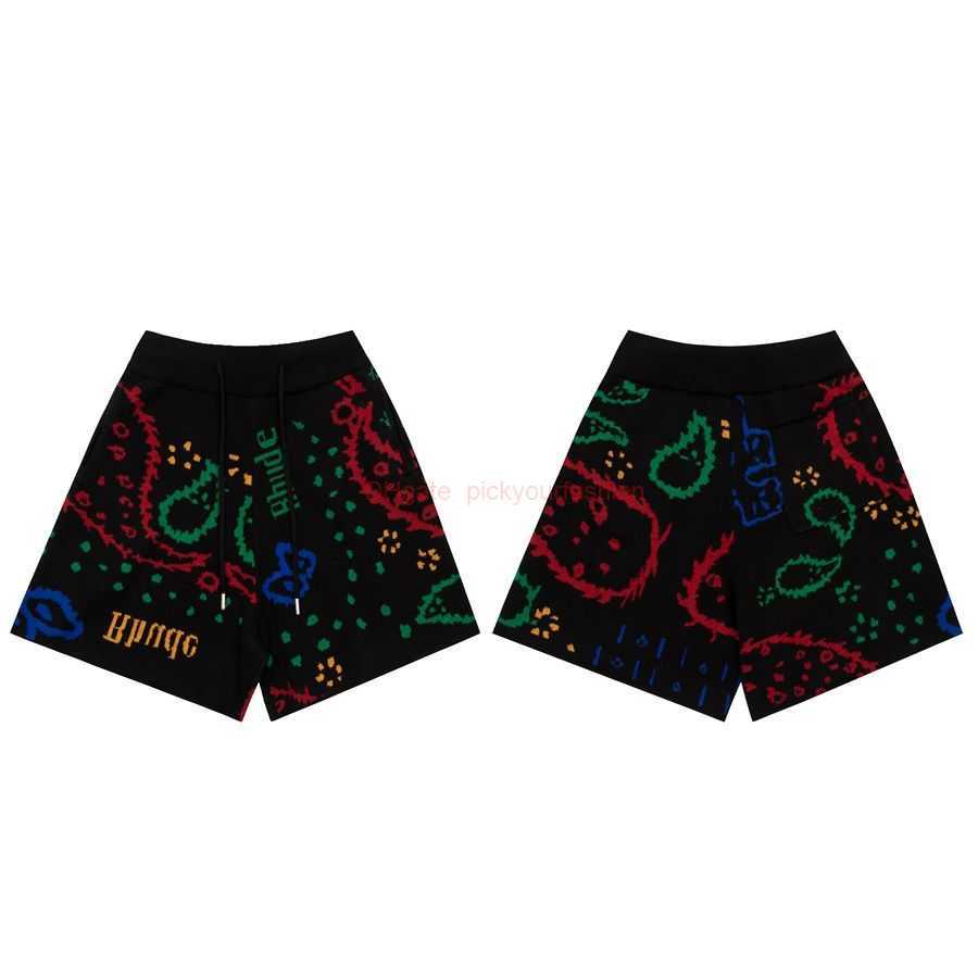 

Designer Short Fashion Casual Clothing Beach shorts Rhude Cashew Flower Woolen Jacquard Drawstring Shorts High Street Loose Fashion Casual Knitted Capris Summer J, Black