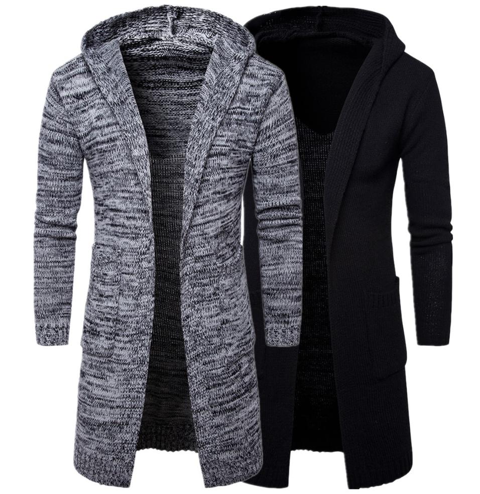 

Solid Hooded Cardigan Autumn Men Sweater Fashion Korean Style Long Sleeve Male Long Cardigan Sweater Slim fit Casual Winter Hooded6633552, Multi