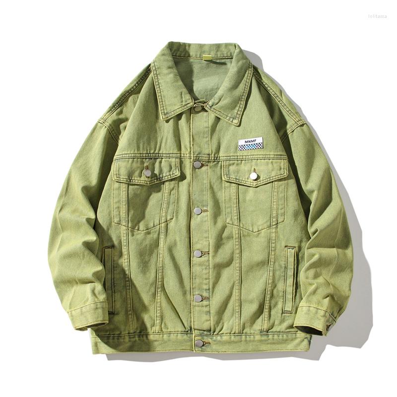 

Men' Jackets Mens Green Jean Coat Jacket Men Denim Retro Vintage 2023 Spring Autumn Loose Style Oversize Plus Size