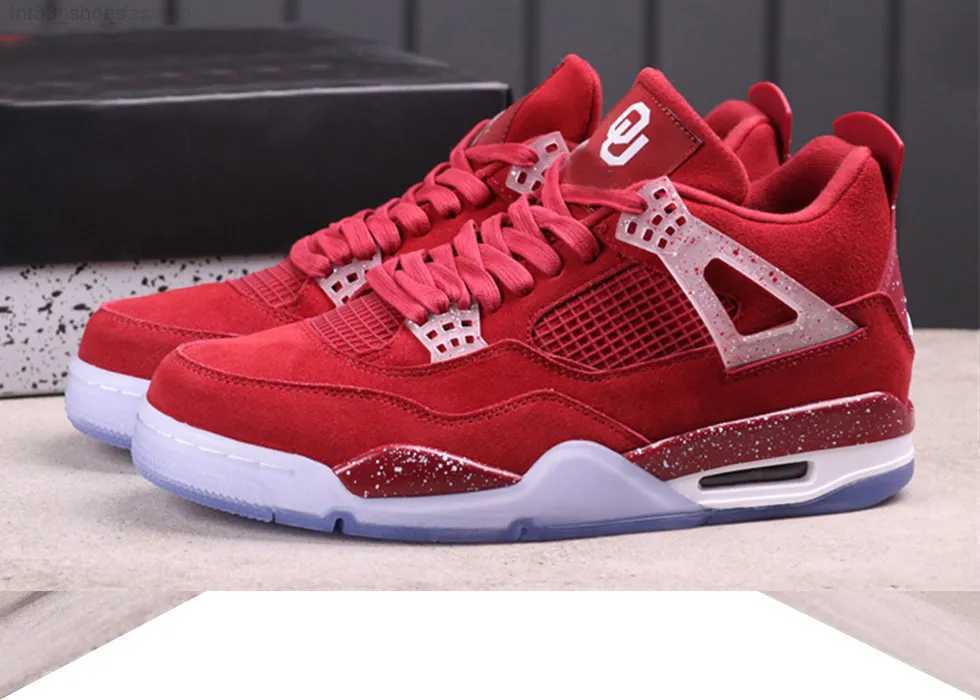 

Brand Shoes TOP Tattoo 4 Oklahoma Sooners mens Basketball Suede PE Trainers Sports 4s University red Splash ink Ice blue White Outdoor Skateboard, Color 2