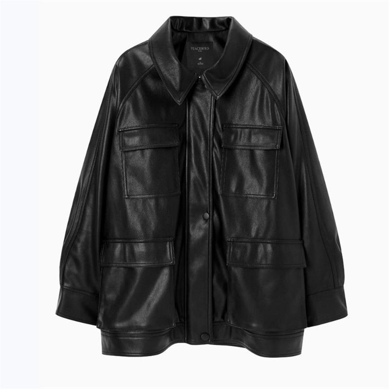 

Women' Leather & Faux Spring Autumn PU Coats Trendy Loose Female Outerwear Winter Clothes Large Size Lady Jackets Arrivals Mujer, Regular
