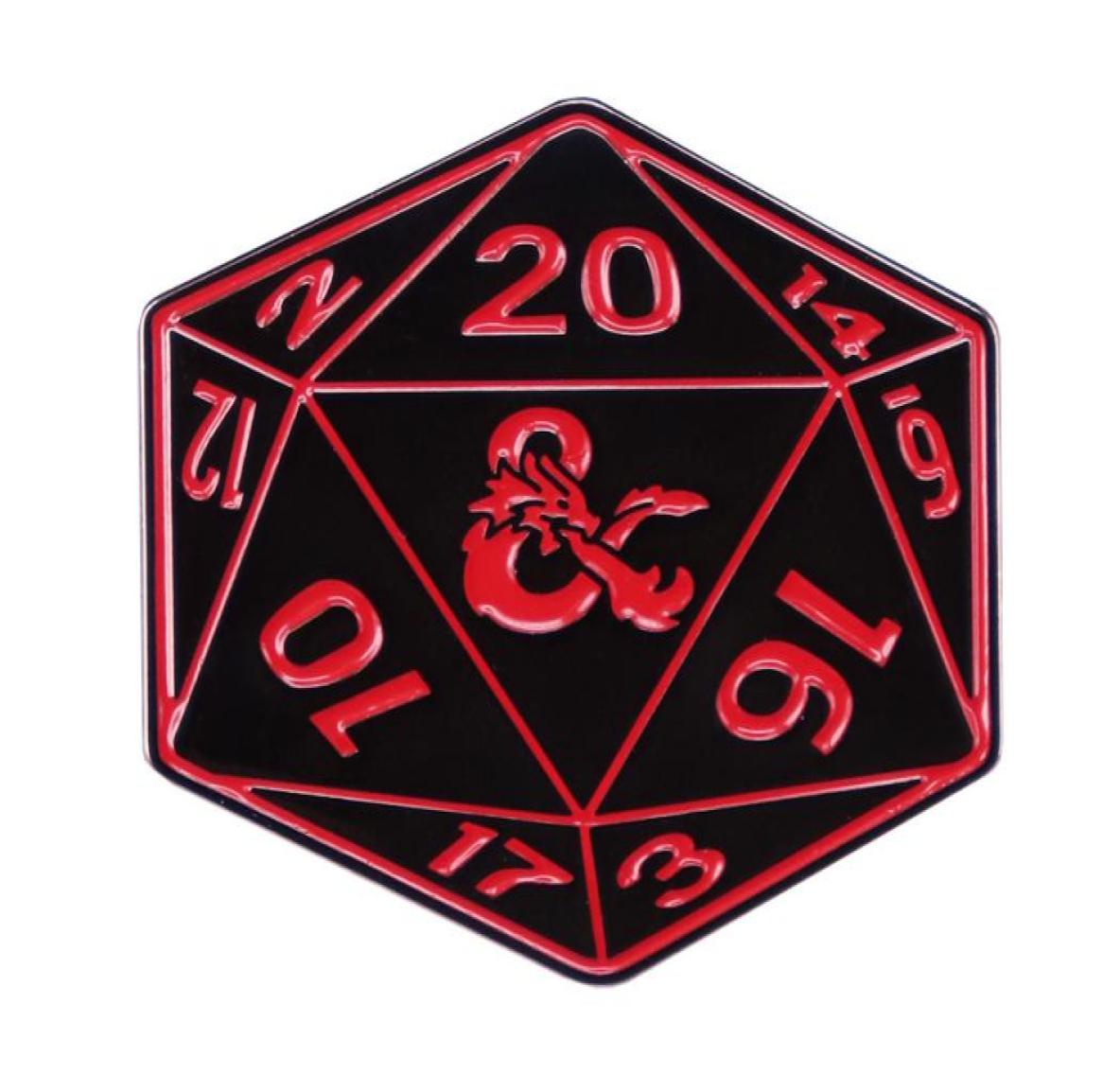 

DD D20 Dice Dunge0ns Enamel Pin RPG Gamer Jewelry Geek Nerdy Gift4233204, Red