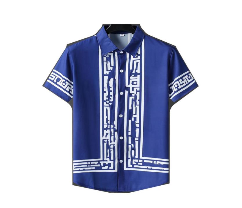 

2022 new dress shirt designer shirt beach shortsleeved men039s fashion Hawaiian printed bowling casual sleeve plus M3XL 31245630013, Blue