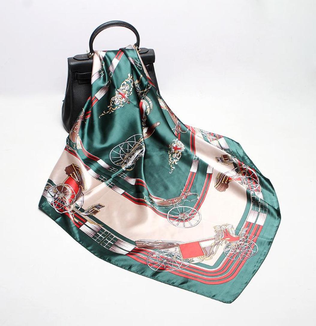 

New Army Green Burgundy Pink Orange Coffee 9090cm Scarf Female Carriage Printed Square Scarves Mother039s Gift Whole6423464
