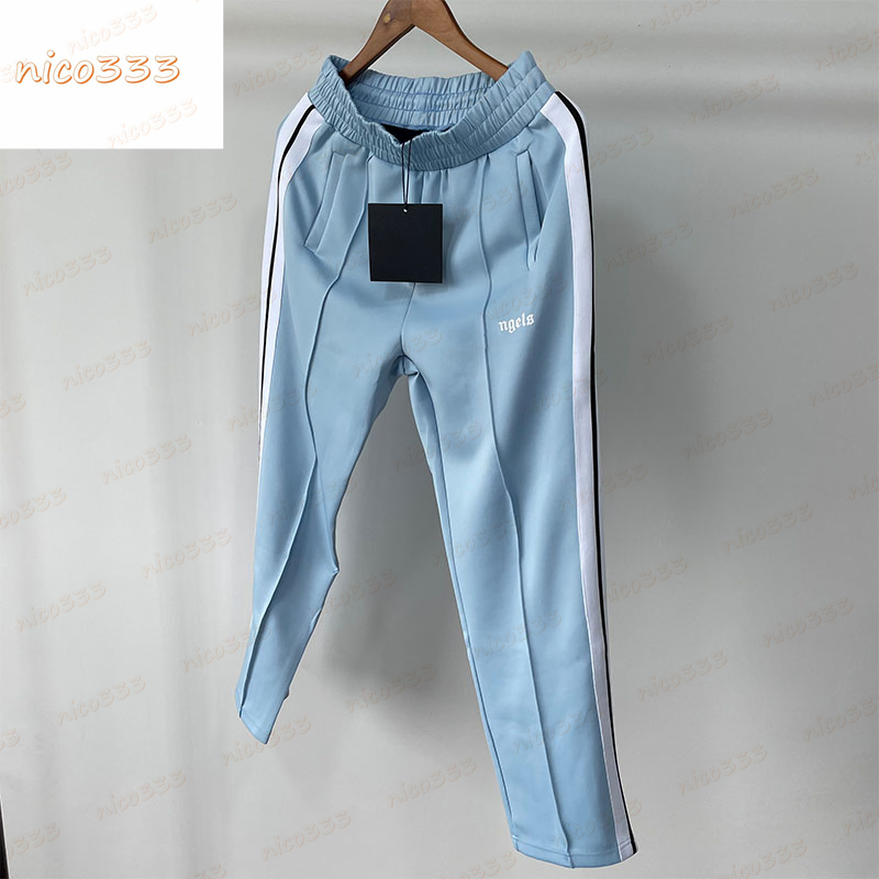 

23ss New pants side stripes splicing collision color loose leg zipper hundred casual pants for men and women, #04 beige