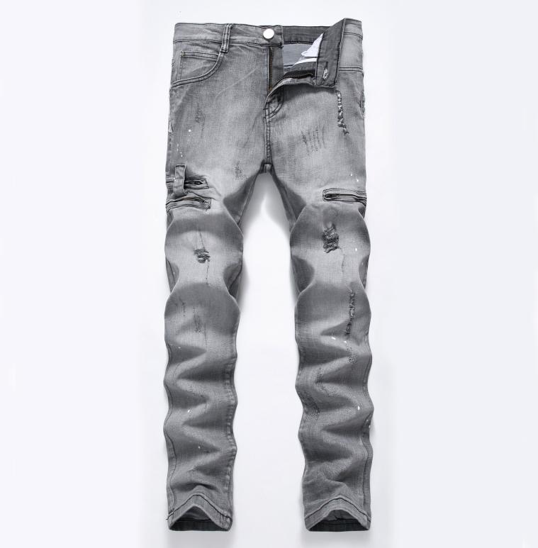 

Mens Zipper Skinny Jeans Male Fashion Pocket Seasons Vintage Long Pants Casual Straight Pencil Pant2271042, Blue