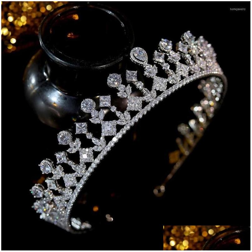 

Hair Clips Barrettes Wedding Bride Sier Tiara Zircon Bridal Headband Headpiece Women Accessories Crown Jewelry Drop Delivery Hairje Dhltb