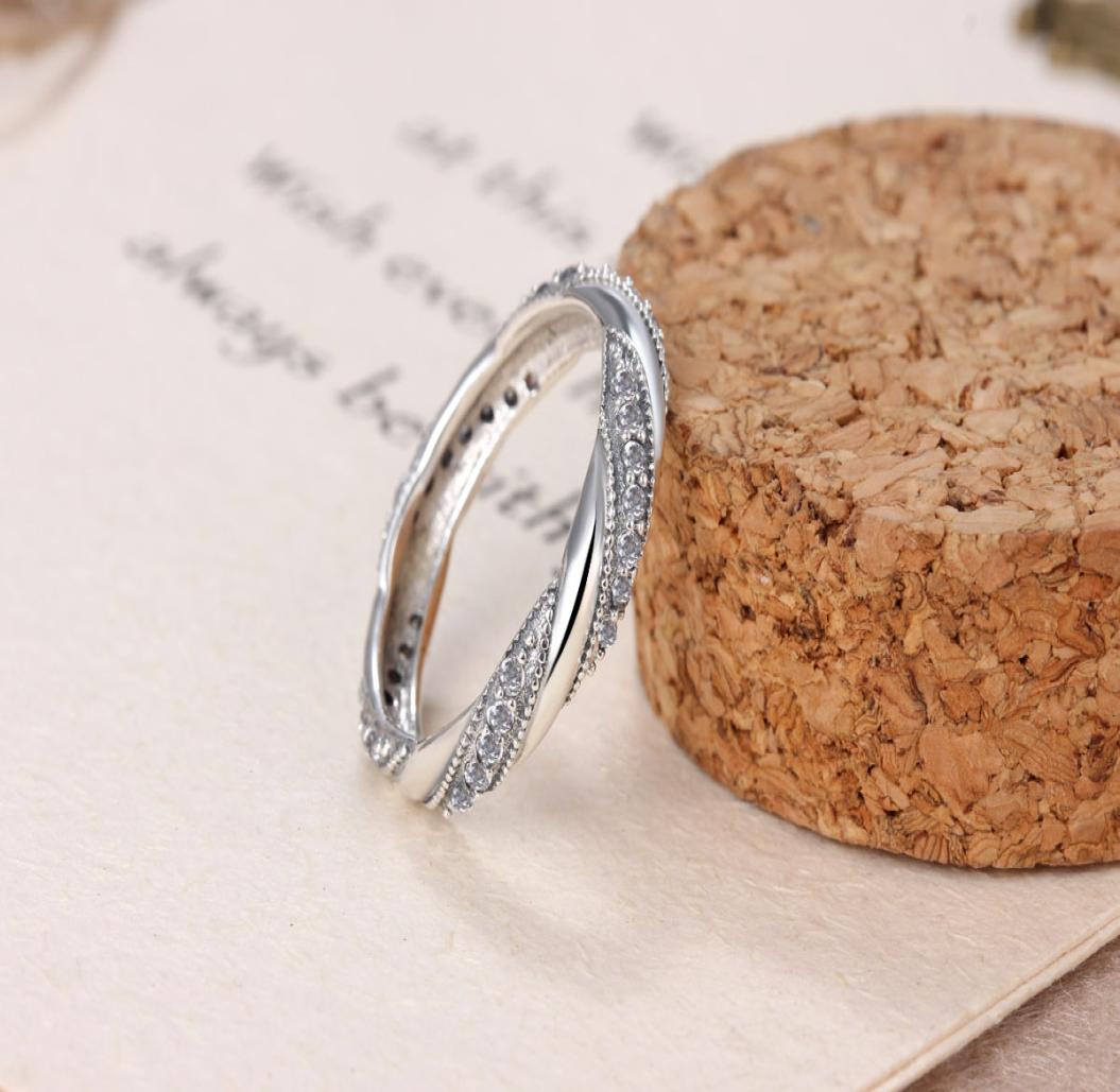 

A whole 925 Silver Drill up ring Fit Pandora Cubic Zirconia Anniversary Jewelry for Women Christmas gift8541438