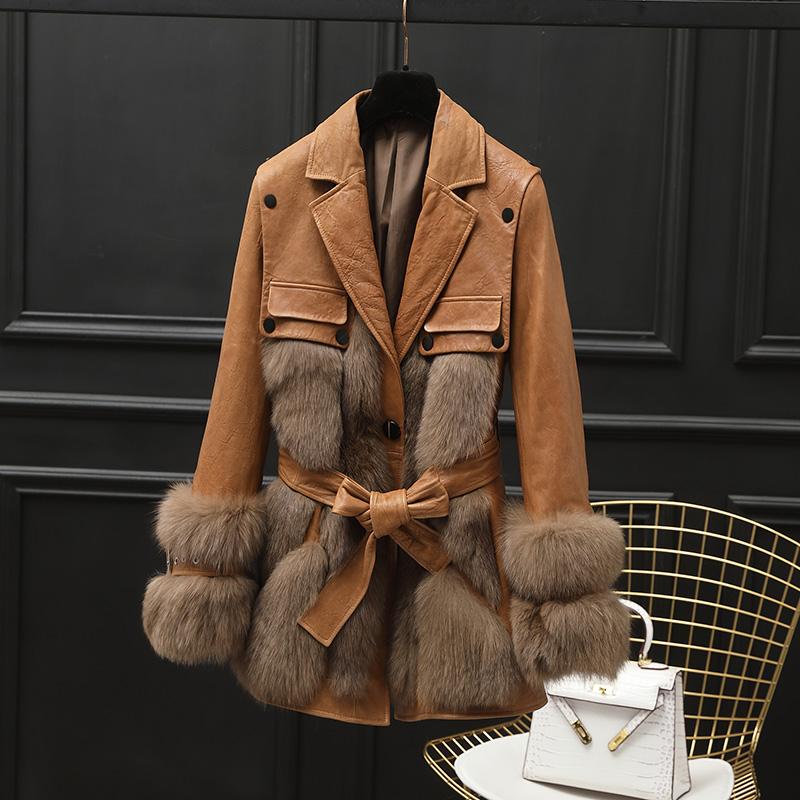 

Women's Fur & Faux High Quality Genuine Sheepskin Leather Jackets For Women 2023 Real Coat Autumn Winter Clothing Abrigo Zjt1538, Khaki