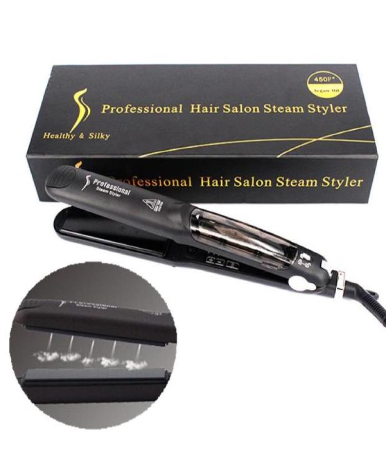 

Newest Hair Straightener Professional Hair Salon Steam Styler Flat Ceramics Organosilicon Hair Straightening Irons Flat Iron1052795