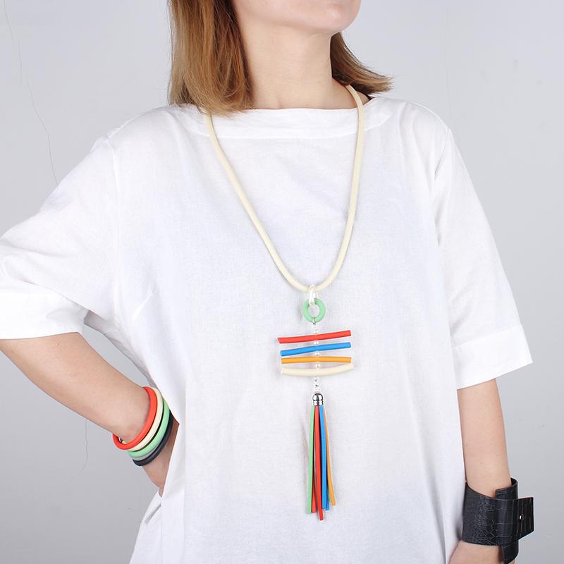 

Choker Bohemia Women Rainbow Pendant Necklace Handmade Pearl Steampunk Lady Tassel Jewelry Body Decoration Neck Chain Chokers