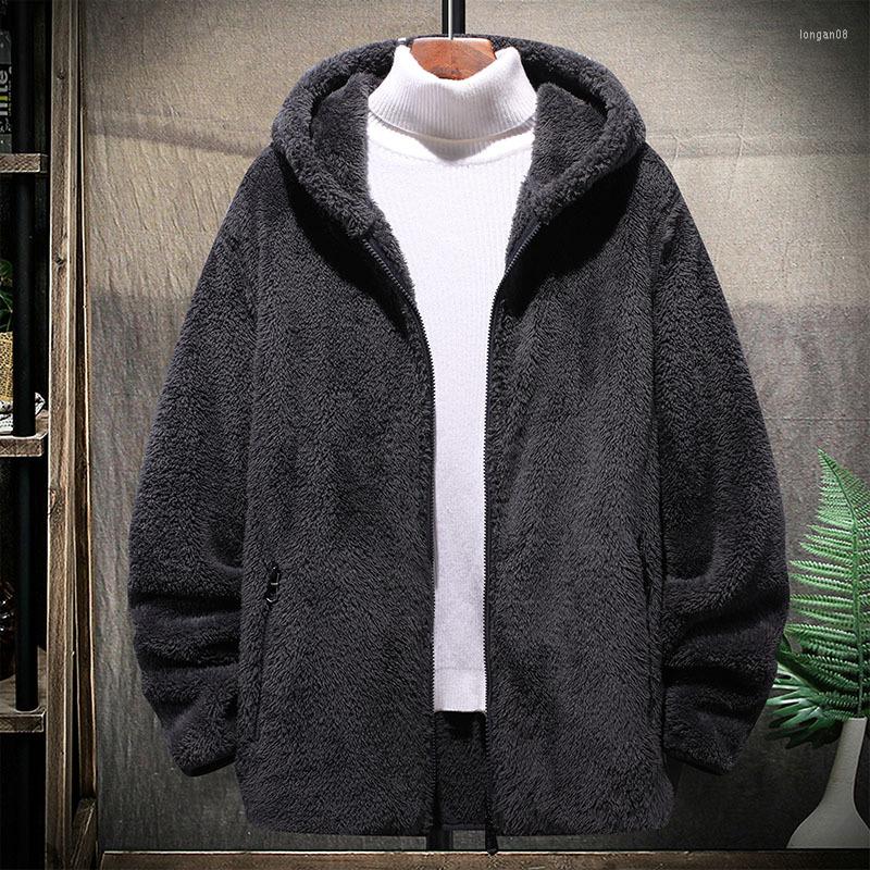 

Men's Jackets Hoodies Coat Men Winter Fleece Long Sleeve Furry Soild Colors Loose Fit 8XL Casual Zipper Cardigan Jacket Couples Cloth, Black