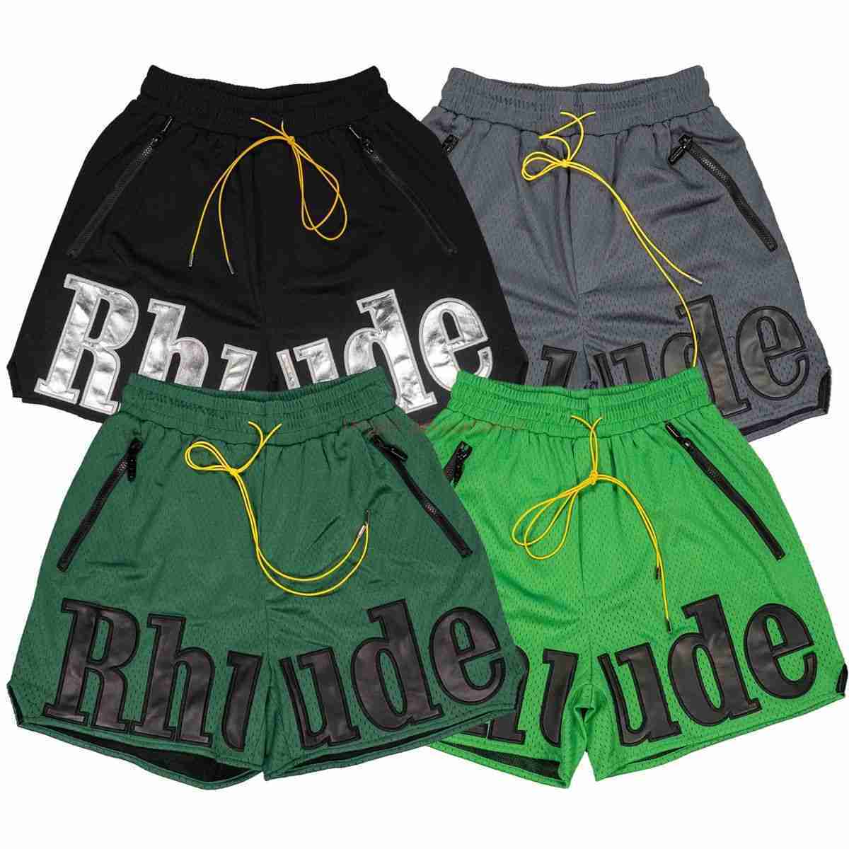 

Designer Short Fashion Casual Clothing Beach shorts Summer Rhude Drawstring Mesh Basketball Breathable Sports Shorts High Street Loose Beach Pants Capris for Men W, Gray