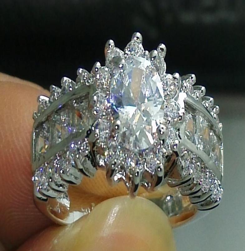 

Size 5678910 Luxurious jewelry 10kt white gold filled white topaz wedding Ring for love gift4596635