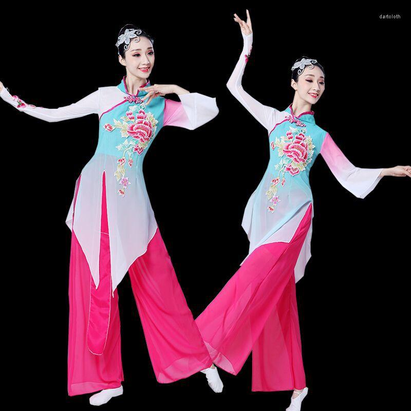 

Stage Wear Ancient Chinese Costume Adult Classical Younger Costumes Fan Dance Chiffon Elegant Autumn, Picture shown