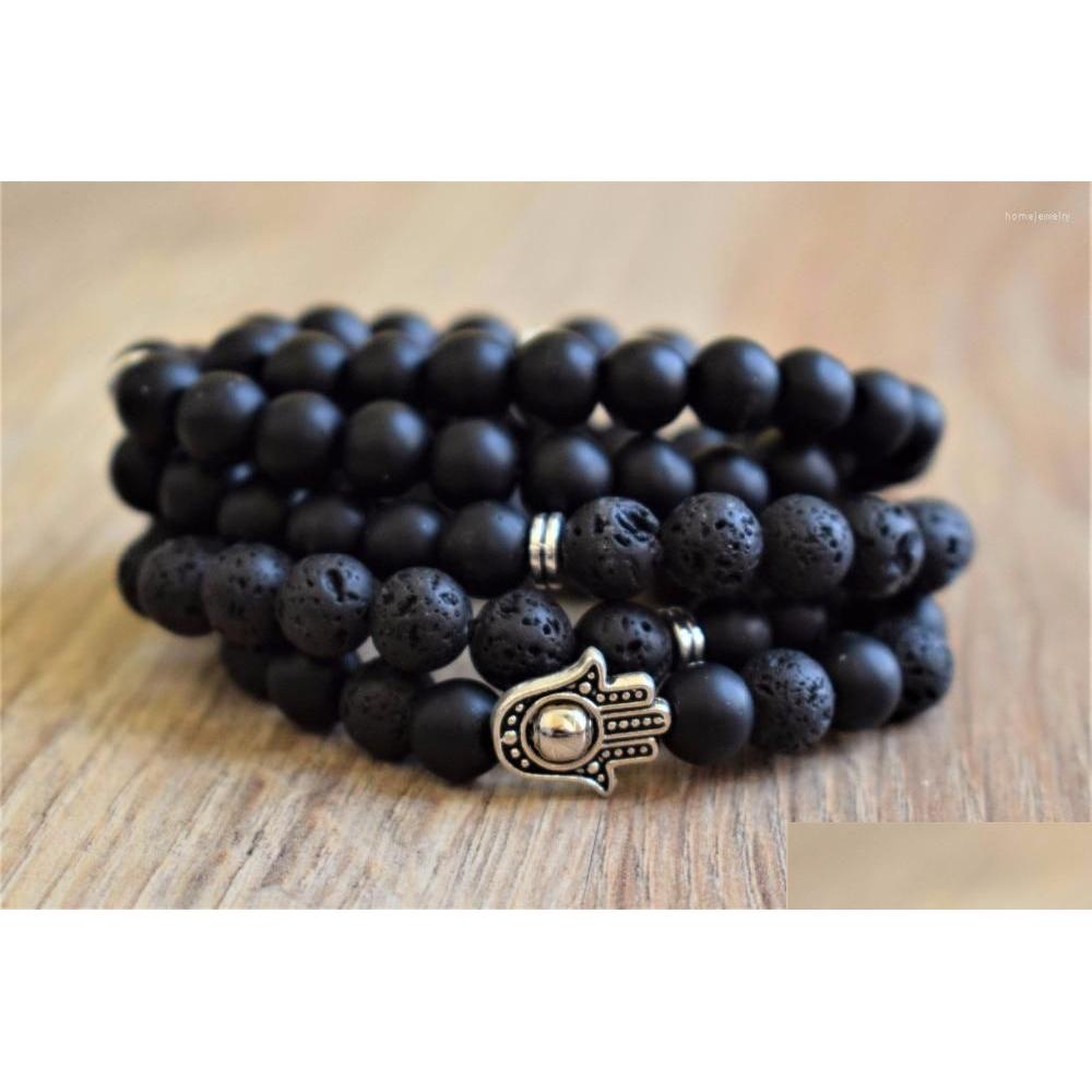 

Beaded Strand 108 Mala Beads Bracelet Fashion Mens Laps Buddhs Jewelry Black Onyx Lava Stone Yoga Prayer Bead Drop Delivery Bracelets Dhnun