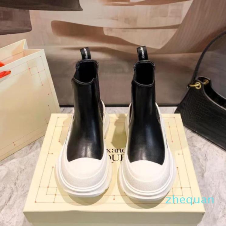 

White Sole Bottega boot fashion luxury Tire Leather Chelsea booties Men platform chunky shoes lady Knight Highboots designer 05196118376, Black
