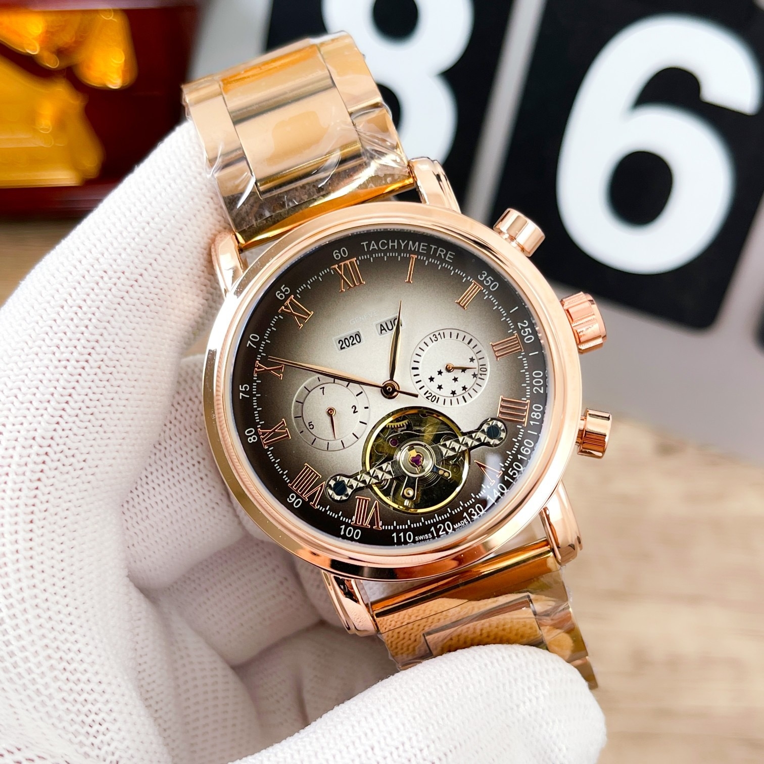 

Men Patekity Automatic Mechanical Tourbillon Luxury Fashion Brand Leather Men Watches Mens Watch Relogio Masculino #13