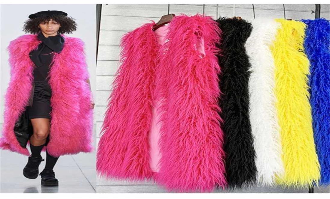 

Mongolia Sheep Fur Women Long Vest Colorful Warm Faux Fur Plus Size Plush Coats Female Jacket Autumn Winter Furry Outerwear 2201122635161, Orange
