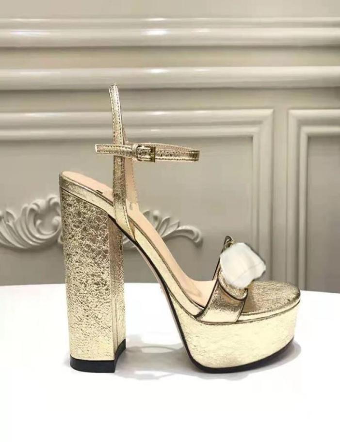 

New Luxury high Heels Leather sandal suede midheel 11cm women designer sandals high heels summe rwomen sandals Size 35429448757, Black