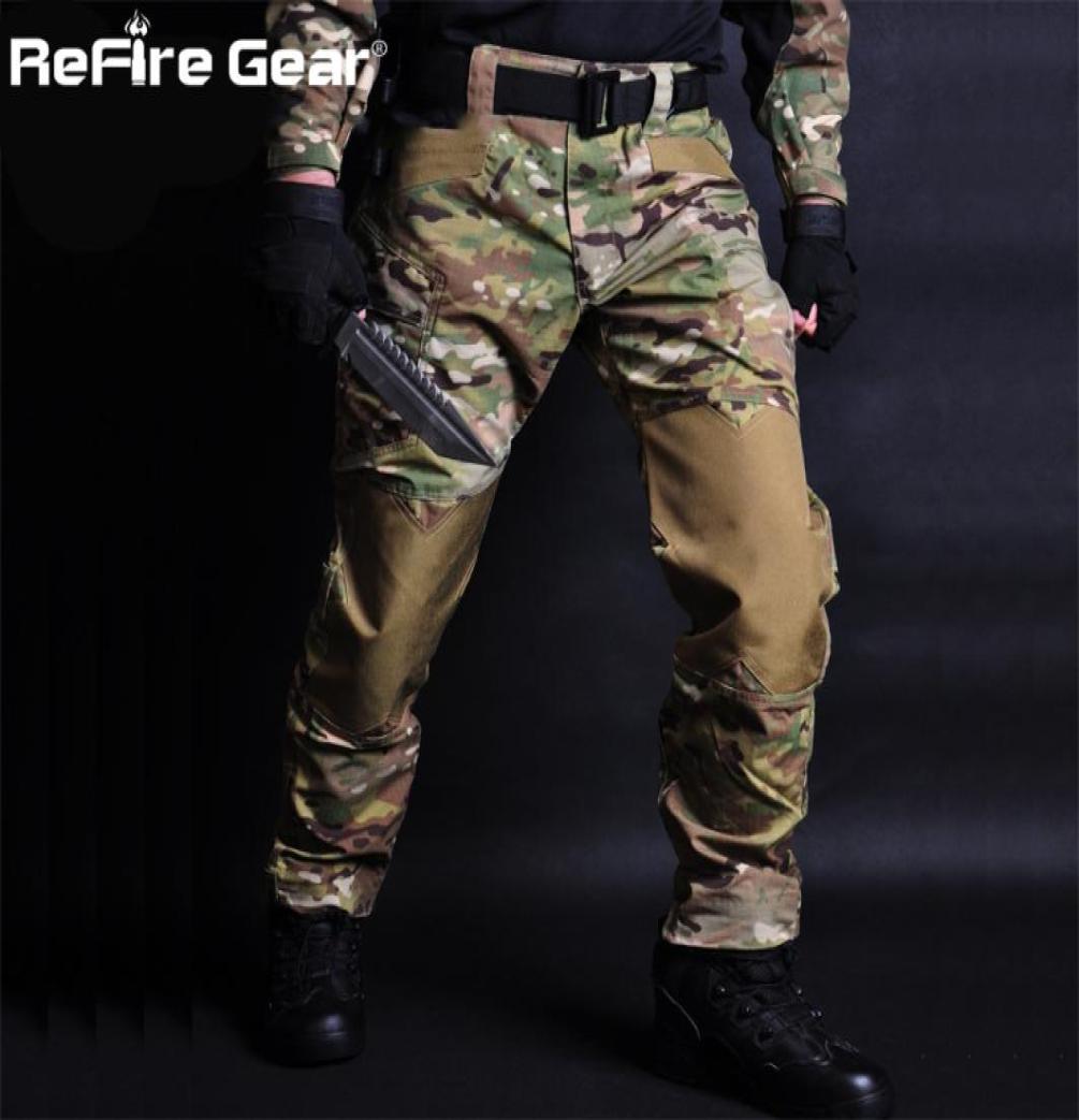 

ReFire Gear Camouflage Jogger Military Tactical Pants Men US Army Combat Waterproof Cargo Pant Multi Pockets Wear proof Trousers X3306044, Black