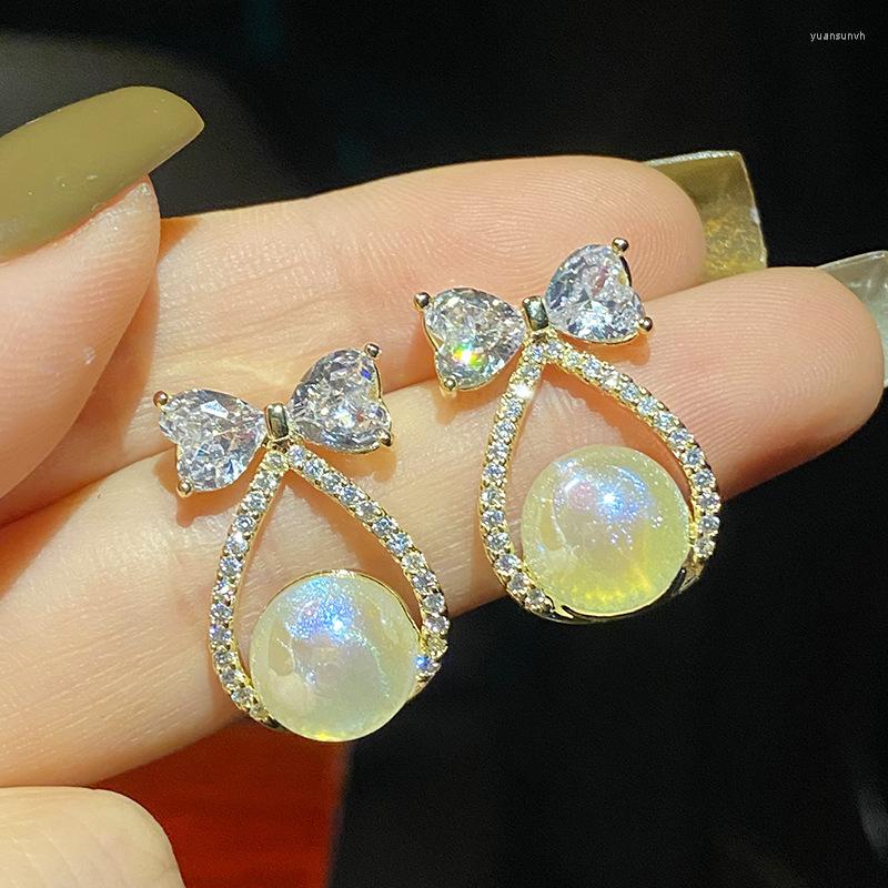 

Stud Earrings 2023 Women Diamond Bow Pearl Chic Fashionable Temperament