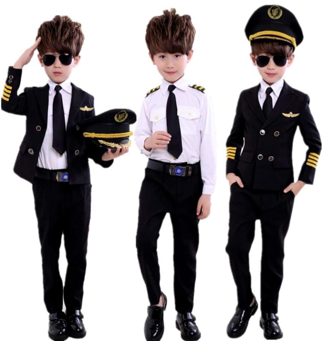

new fashion Children039s Day Pilot Uniform Stewardess Cosplay Halloween Costumes for Kids Disguise Girl Boy Captain Aircraft Fa3479103, Red