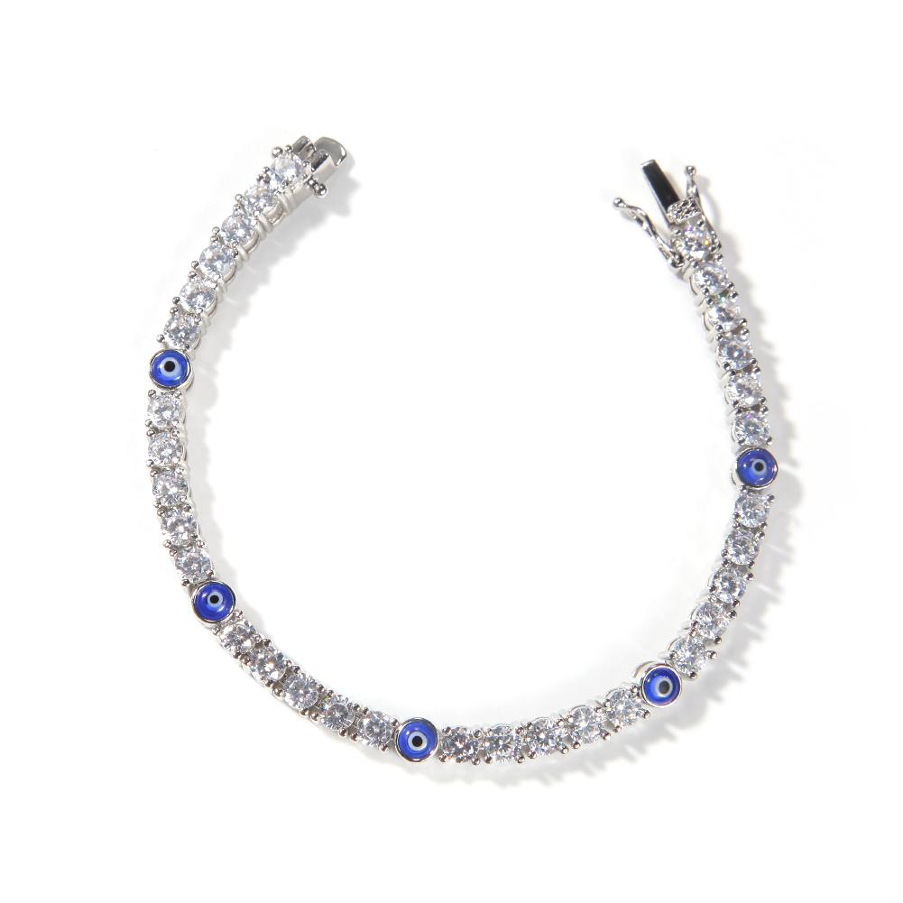 

Bangle Uwin 4mm Turkish Blue Eyes Tennis Bracelets AAA Iced Out CZ Bracelet Luxury Bangles for Women Girls Fashion Jewelry Dropshipping