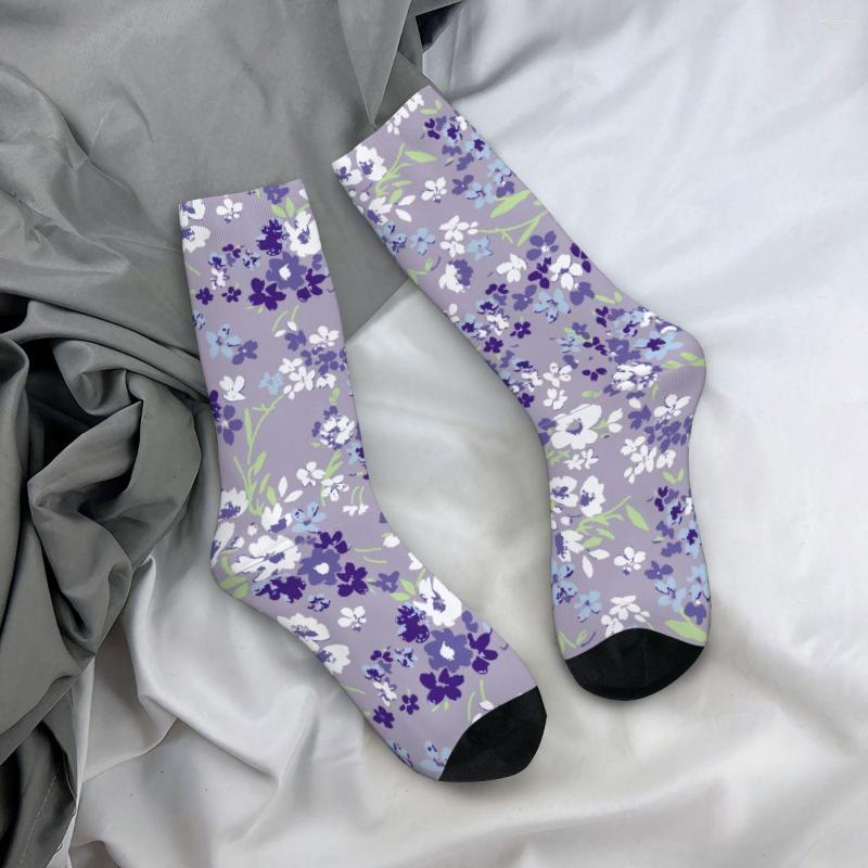 

Men's Socks Retro Floral Flower Sports Polyester Crew For Unisex Non-slip, White