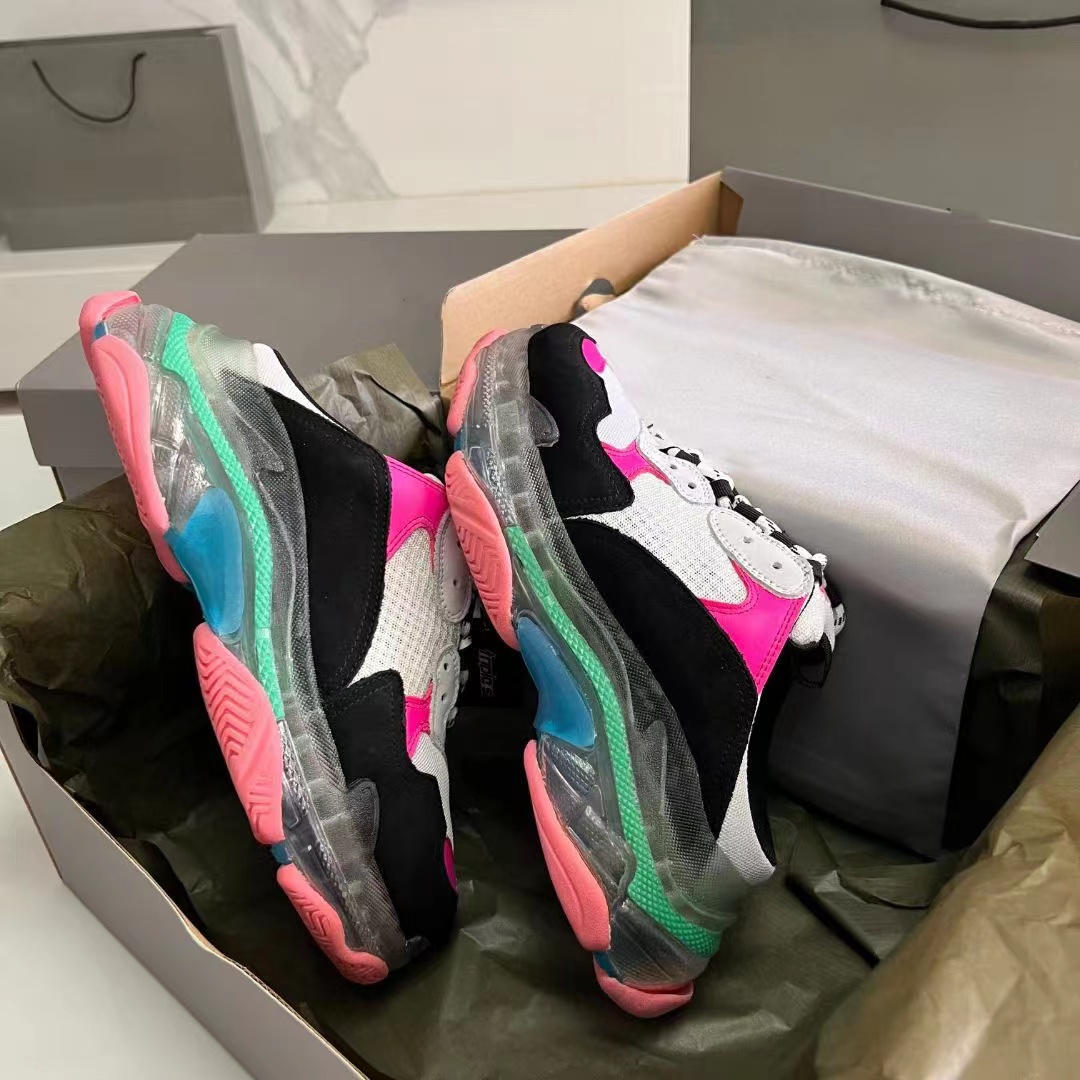 

2023 Top triple-s 17FW paris men women Casual Shoes light blue pastels black grey white pink orange multi-color luxury mens dad designer 35-45, 16