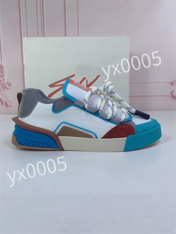

New top Hot Designer flat sneaker trainer casual shoes leather white letter overlays fashion platform men womens low sneakers, 04