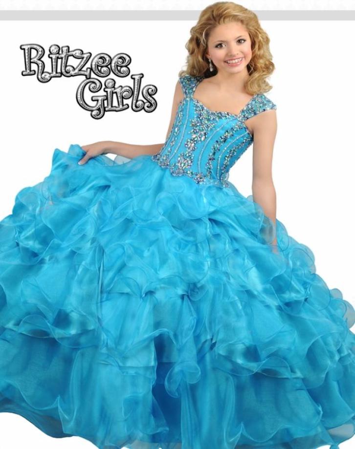 

Custom Made Ball Gown Girls Pageant Dresses Sky Blue Organza Sheer Neck Beading Floor Length Sleeveless 2019 Cheap Wedding Flower 3102681, Gold