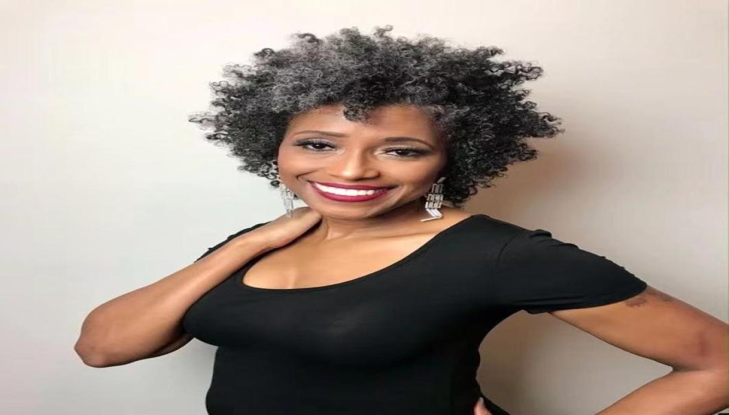 

Silver grey human hair pony tail hairpiece wrap around Dye natural hightlight salt and pepper short 4c afro gray ponytail ext7854518