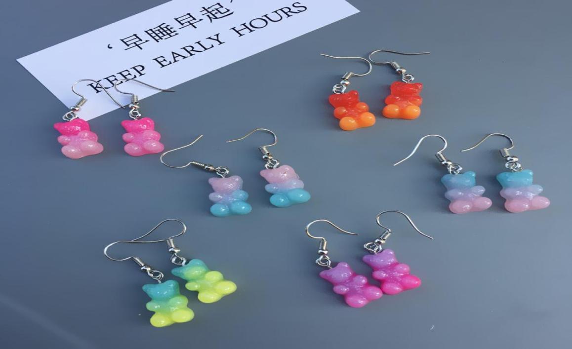 

Gummy Bear Earrings Double Color Fashion Ear Pendants Jewelry Accessories Interest Resin Earring Cute New Pattern Women 1 8ct O27378323