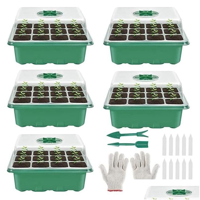 

Watch Bands 5Pack Seed Starter Tray Seedling Kits Plant Kit With Humidity Domes And Base Greenhouse Propagator Drop Delivery Watches Dh870