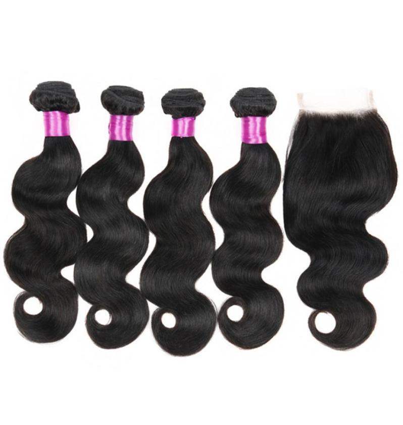 

Siyusi Hair Products With Closure Brazilian Virgin Hair With Closure 34 Bundles With Closure Brazilian Body Wave Human Hair Weave1487763, Natural color