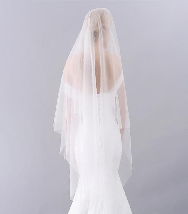 

Bridal Veils Simple Twolayers Long Tulle Veil With Comb Wedding Studio Po Waltz Crystal Decoration Modeling Accessories Ivory9410937, White