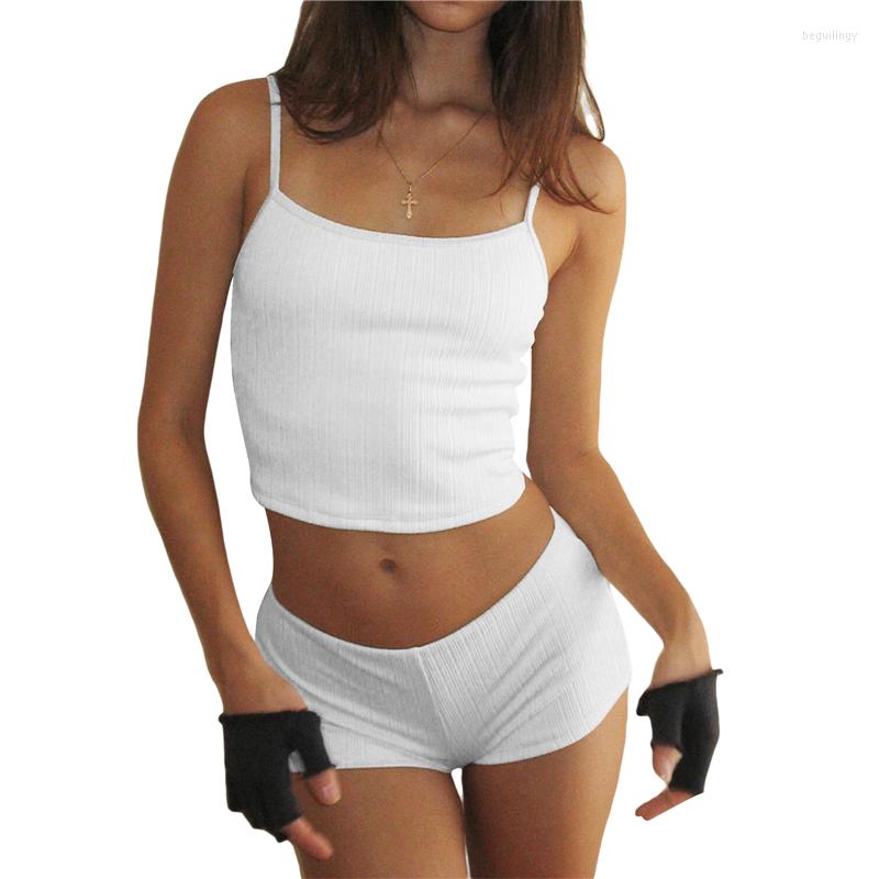 

Women' Tracksuits Xingqing Y2k Shorts Set 2000s Women Fairycore Grunge Spaghetti Strap Sleeveless Camisole And Casual Elastic Streetwear, As photo shows